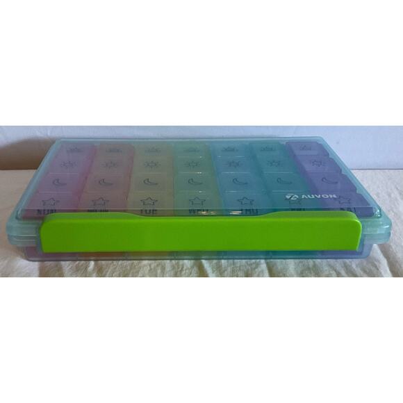 Auvon 7 Day Weekly Medication Pill Organizer Storage Container Box 4 Times A Day - Picture 2 of 6